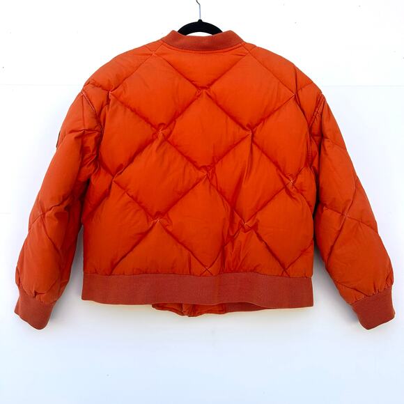 Vintage Men’s Ralph Lauren Quilted Bomber Puffer Jacket Orange Medium Large - Picture 5 of 11